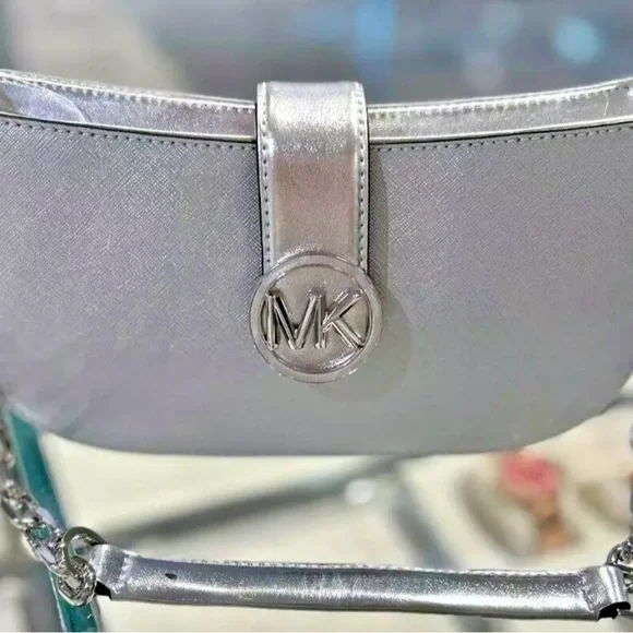 NWT Michael Kors Beautiful Shimmering Carmen Small Metallic Shoulder Bag - Picture 11 of 11